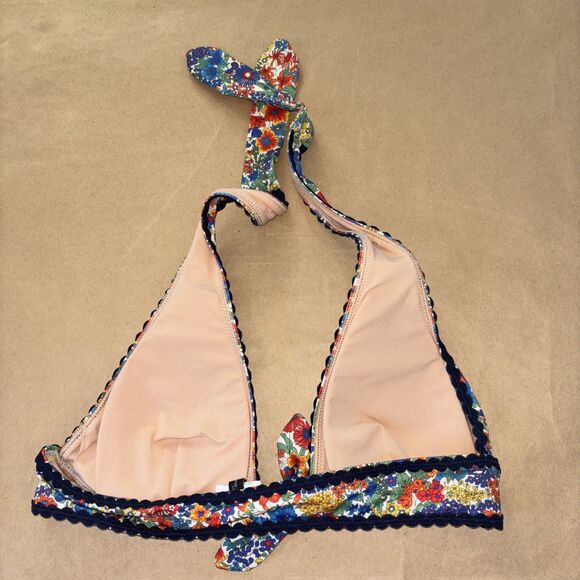 Crew rickrack halter bikini top Liberty Margaret Annie print Size Small - Picture 7 of 7